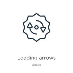 Loading arrows icon. Thin linear loading arrows outline icon isolated on white background from arrows collection. Line vector sign, symbol for web and mobile