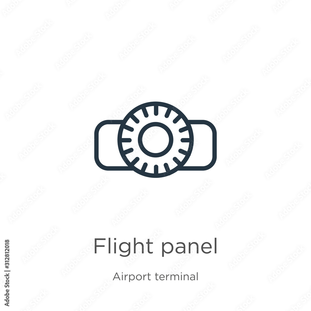 Poster flight panel icon. thin linear flight panel outline icon isolated on white background from airport t