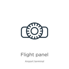 Flight panel icon. Thin linear flight panel outline icon isolated on white background from airport terminal collection. Line vector sign, symbol for web and mobile
