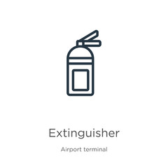 Extinguisher icon. Thin linear extinguisher outline icon isolated on white background from airport terminal collection. Line vector sign, symbol for web and mobile