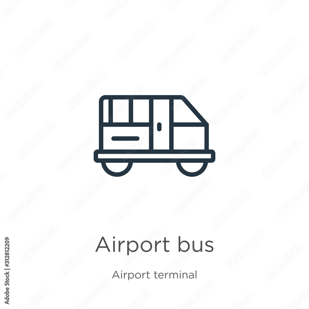 Poster airport bus icon. thin linear airport bus outline icon isolated on white background from airport ter