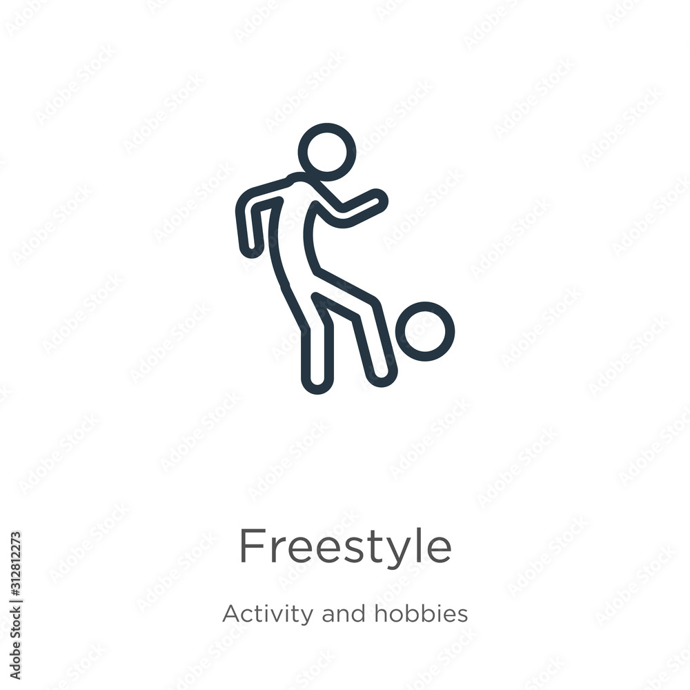 Aufkleber freestyle icon. thin linear freestyle outline icon isolated on white background from activities coll