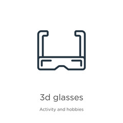 3d glasses icon. Thin linear 3d glasses outline icon isolated on white background from outdoor activities collection. Line vector sign, symbol for web and mobile