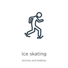 Fototapeta na wymiar Ice skating icon. Thin linear ice skating outline icon isolated on white background from activities collection. Line vector sign, symbol for web and mobile