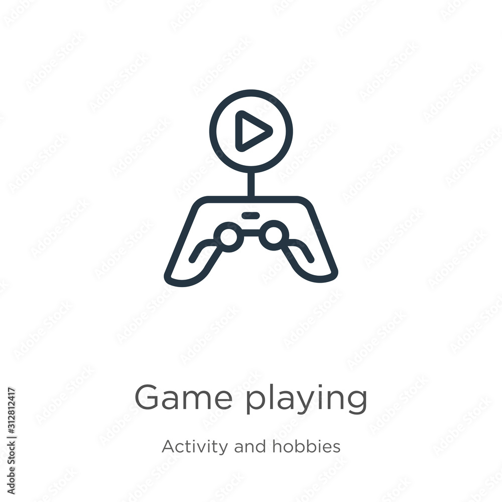 Aufkleber game playing icon. thin linear game playing outline icon isolated on white background from activity 
