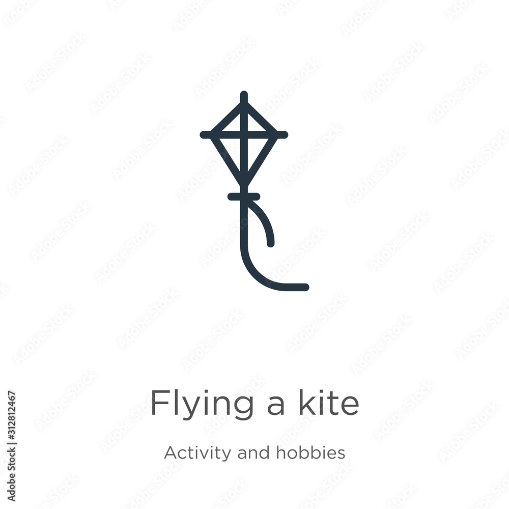 Aufkleber flying a kite icon. thin linear flying a kite outline icon isolated on white background from activit