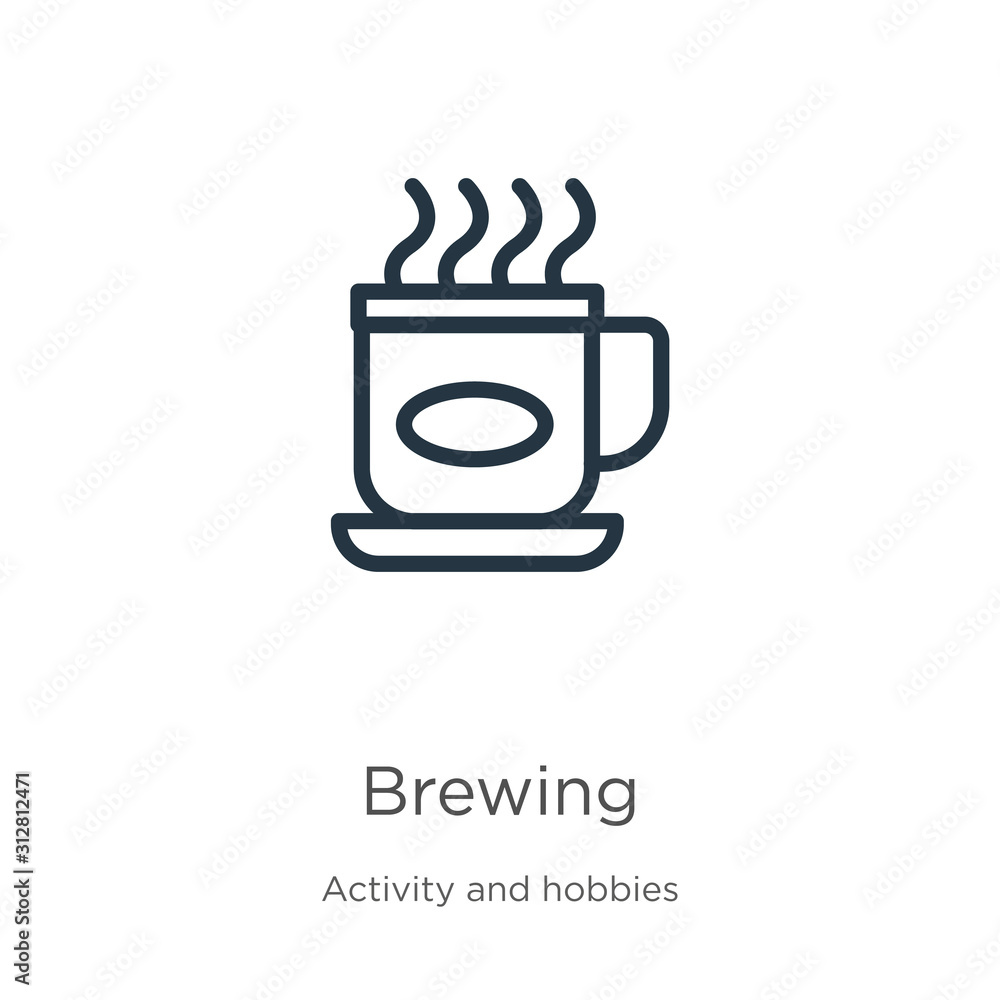 Poster brewing icon. thin linear brewing outline icon isolated on white background from activity and hobbie