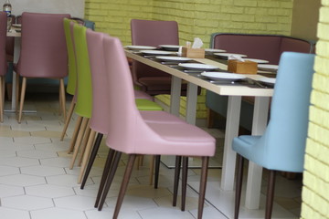 served table for children's birthday, reserved table, children's menu, selective focus