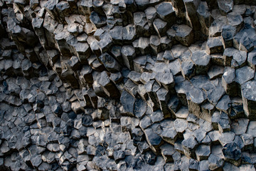 Nature background. Soft focus of geological structure, geological structure, basalt columns