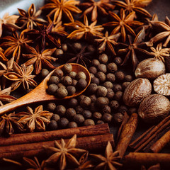 Mixed Spices Background, Fragrant Oriental Seasoning