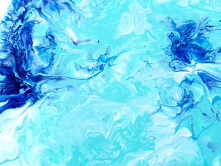 Blue creative abstract hand painted background, marble texture