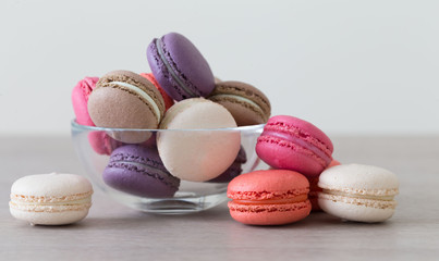 Food. macaroons сolorful, beige background