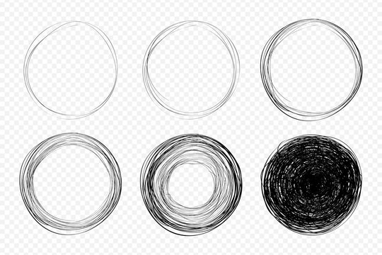 Super set of circles lines sketch hand drawn. Doodle circles for design elements, messages, notes labels. Bubble proet vector illustration