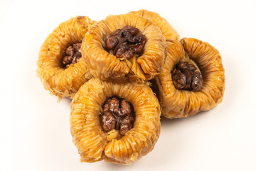 Tasty baklava isolated on white background.