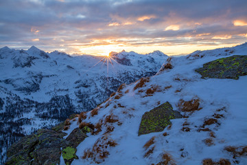 Sonnenuntergang in Obertauern in den Radstädter Tauern