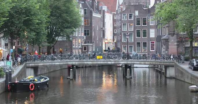 Water Canal in Red Light District in Amsterdam