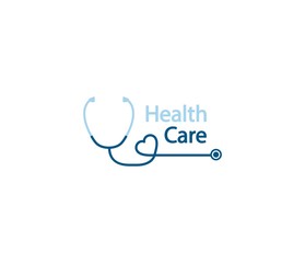 Stethoscope logo. Health care logo in the form of a stethoscope with shape heart. Phonendoscope logotype