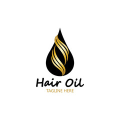 hair oil essential logo with drop oil and hair logo symbol-vector