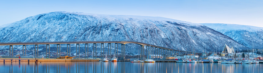 Panoramic view on Tromso, Norway, Tromso At Winter Time, Christmas in Tromso, Norway