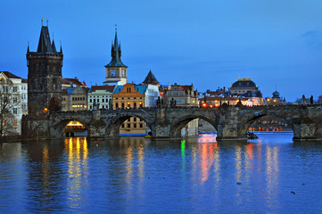 Old Prague city Charles bridge architecture