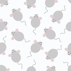 Cute mouse seamless pattern. Vector childish background for fabric, textile, wrapping. Symbol Chinese New Year 2020. - 312822422