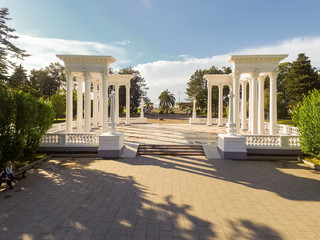 Collonades in Batumi Pier, Batumi, Georgia. beautiful colonnade in seaside Park in center of Batumi...