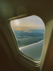 Naklejka premium Potomac River view from airplane window