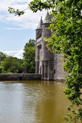 Fototapeta na wymiar château de Trécesson du XIVe siècle forêt de Paimpont-Brocéliande Région Bretagne Département du Morbihan Commune de Campénéac