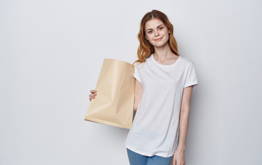 young woman with shopping bags