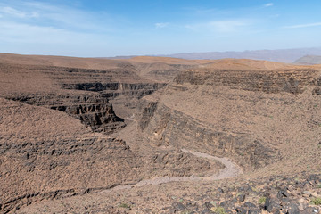 Fototapeta na wymiar Morocco. Rocky and arid landscape of the High Atlas mountain area