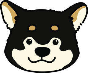 Outlined front head of black Shiba Inu