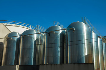 Steel storage tanks at the Aurora Winery