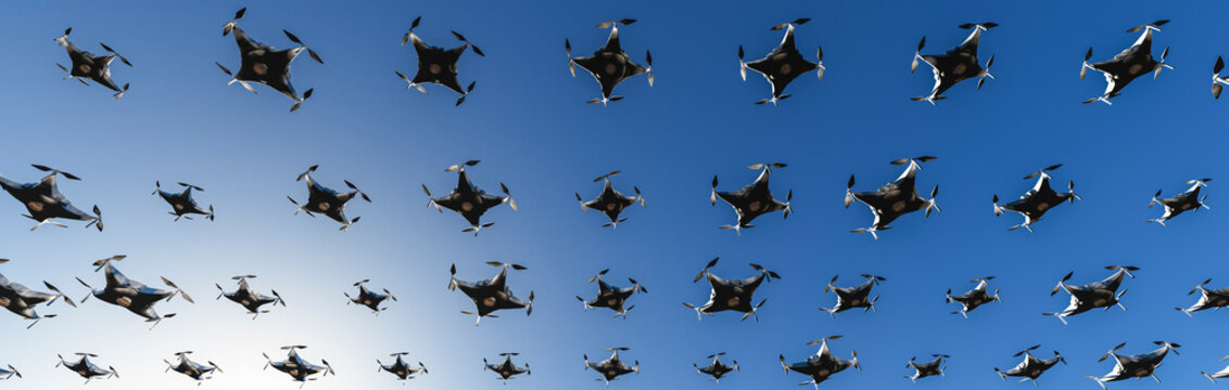 group of drones in the sky