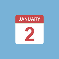 calendar - January 2 icon illustration isolated vector sign symbol