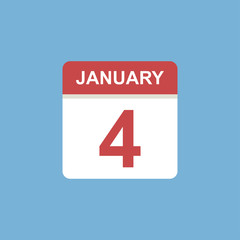 calendar - January 4 icon illustration isolated vector sign symbol