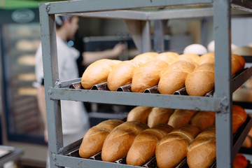 Baking delicious bread in the bakery.