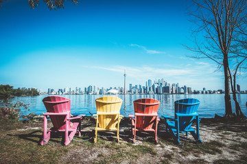 Toronto skyline with a beautiful blue sky, Toronto, Ontario, Canada