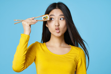 young woman with brush