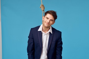 businessman with arms raised