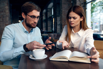 young couple in cafe