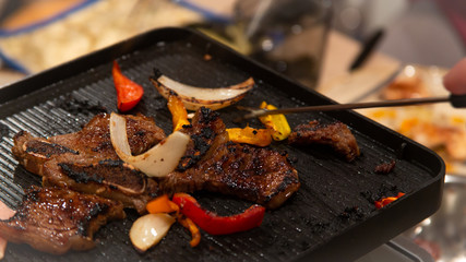 meat on the indoor electric grill