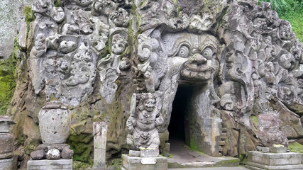 close up of elephant cave near ubud on bali