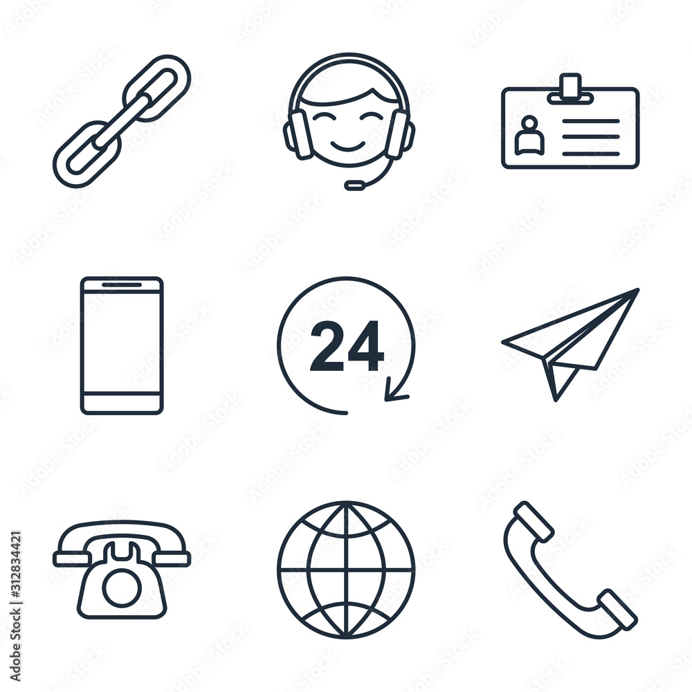 Leinwandbilder set contact us icon template color editable. contact us pack symbol vector sign isolated on white ba
