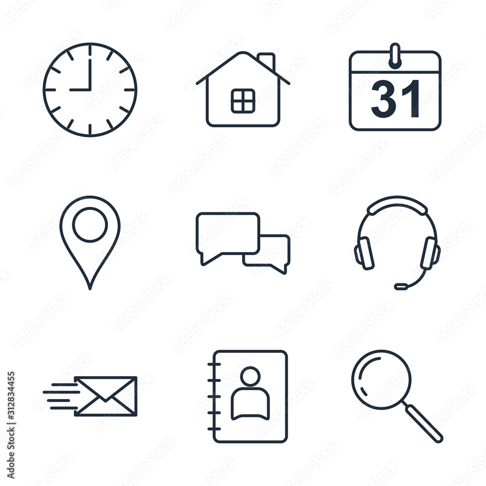 Poster set contact us icon template color editable. contact us pack symbol vector sign isolated on white ba
