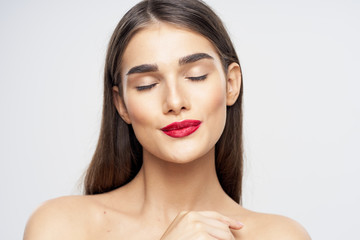 Fototapeta premium beautiful woman bare shoulders clean skin
