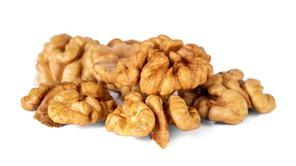 Walnut kernel isolated on white background. Food.