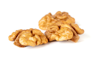 Walnut kernel isolated on white background. Food.