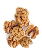 Walnut kernel isolated on white background. Food.