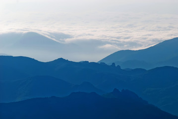 view of the blue hills in the haze