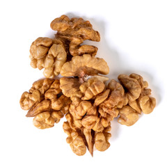 Walnut kernel isolated on white background. Food.